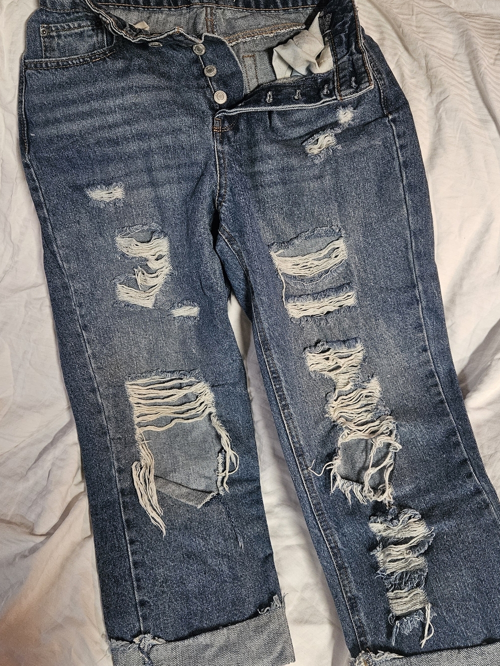 Vanilla Star Distressed Dark Blue Boyfriend Jeans
